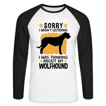 Ich habe an meinen Irischer Wolfshund gedacht - Unisex Baseballshirt langarm - Weiß/Schwarz - Vorne - Nik (191cm)