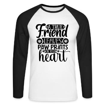 Une maison n’est pas une maison sans couleurs de pattes - T-shirt baseball manches longues Homme - blanc/noir - Devant - Nik (191cm)