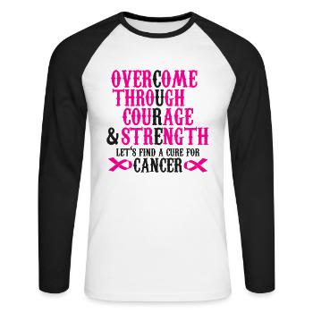 Brustkrebs Bewusstsein - Unisex Baseballshirt langarm - Weiß/Schwarz - Vorne - Nik (191cm)