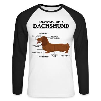 Définition Animal Animal Animal Anatomie Du Teckel - T-shirt baseball manches longues Homme - blanc/noir - Devant - Nik (191cm)