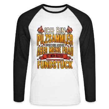Pilzsammler Pilz Sucher - Unisex Baseballshirt langarm - Weiß/Schwarz - Vorne - Nik (191cm)