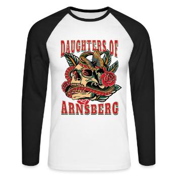 Arnsberg Frau Geschenk daughters of Arnsberg - Unisex Baseballshirt langarm - Weiß/Schwarz - Vorne - Nik (191cm)