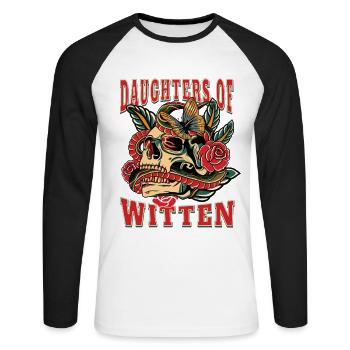 Witten Frau Geschenk daughters of Witten Frauen - Unisex Baseballshirt langarm - Weiß/Schwarz - Vorne - Nik (191cm)