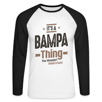 Mens It's a Bampa Thing Funny Dad Grandpa - Unisex Long Sleeve Baseball T-Shirt - white/black - Front - Nik (191cm)