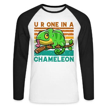 You are one in a Chameleon - Unisex Long Sleeve Baseball T-Shirt - white/black - Front - Nik (191cm)