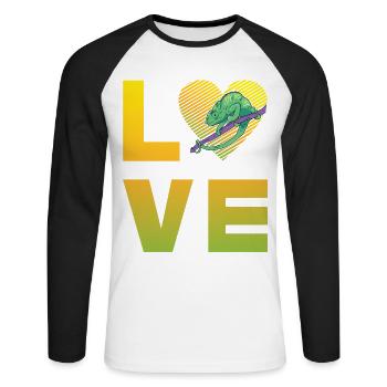 Chameleon Love - Unisex Long Sleeve Baseball T-Shirt - white/black - Front - Nik (191cm)
