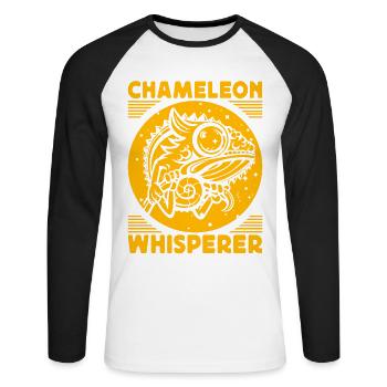 Chameleon Whisperer - Unisex Long Sleeve Baseball T-Shirt - white/black - Front - Nik (191cm)