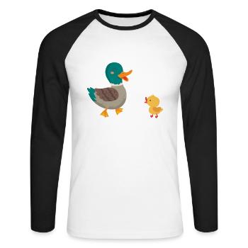 Super Ente? - Unisex Baseballshirt langarm - Weiß/Schwarz - Vorne - Nik (191cm)