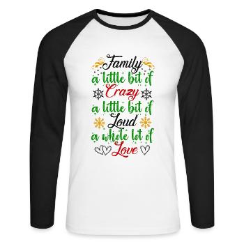Famille un peu folle - T-shirt baseball manches longues Homme - blanc/noir - Devant - Nik (191cm)