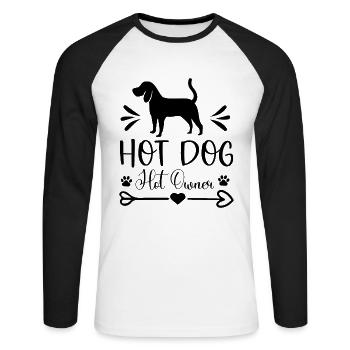 Heißer Hund heißer Besitzer - Unisex Baseballshirt langarm - Weiß/Schwarz - Vorne - Nik (191cm)