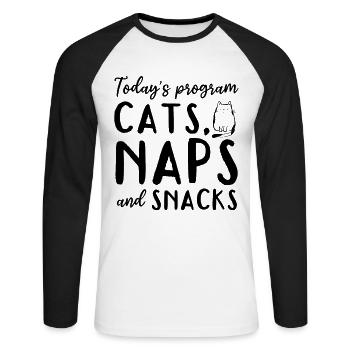 Chats mignons I Programme d’aujourd’hui Cats Nicker - T-shirt baseball manches longues Homme - blanc/noir - Devant - Nik (191cm)