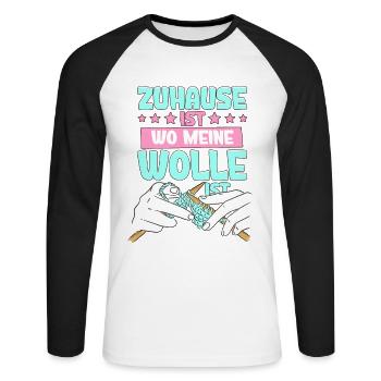 Häkeln - Unisex Baseballshirt langarm - Weiß/Schwarz - Vorne - Nik (191cm)
