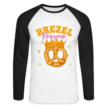 Brezel Prinzessin - Unisex Baseballshirt langarm - Weiß/Schwarz - Vorne - Nik (191cm)