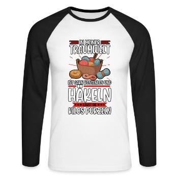Häkeln - Unisex Baseballshirt langarm - Weiß/Schwarz - Vorne - Nik (191cm)