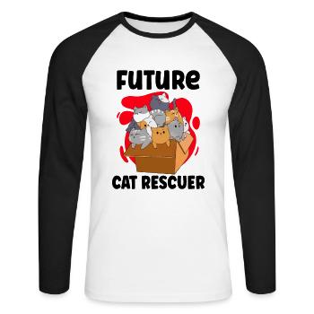 Cat RESCUE ANIMAL RIGHTS RESCUE Cat ADOPTION - Unisex Long Sleeve Baseball T-Shirt - white/black - Front - Nik (191cm)
