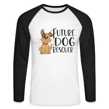 SAUVETAGE DE CHIEN DROITS DES ANIMAUX SAUVETAGE ADOPTION DE CHIENS DE SAUVETAGE - T-shirt baseball manches longues Homme - blanc/noir - Devant - Nik (191cm)