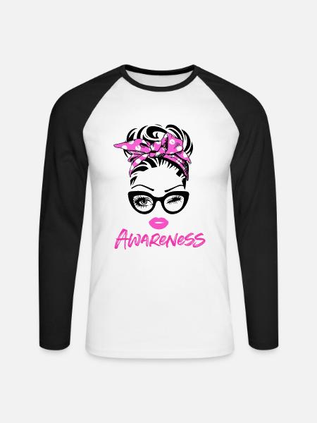 Brustkrebs Bewusstsein - Unisex Baseballshirt langarm - Weiß/Schwarz