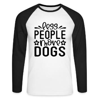 Moins de gens plus de chiens - T-shirt baseball manches longues Homme - blanc/noir - Devant - Nik (191cm)
