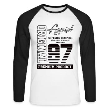 1997 Vintage Birthday Vintage Gift Retro - Unisex Long Sleeve Baseball T-Shirt - white/black - Front - Nik (191cm)