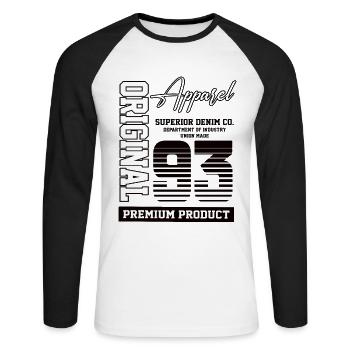 1993 Vintage Birthday Vintage Gift Retro - Unisex Long Sleeve Baseball T-Shirt - white/black - Front - Nik (191cm)