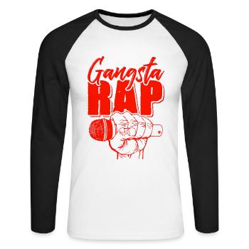 Gangsta Rap - Unisex Baseballshirt langarm - Weiß/Schwarz - Vorne - Nik (191cm)