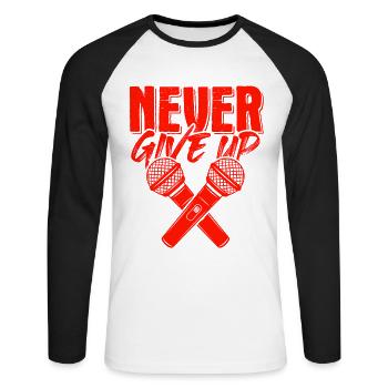 ne jamais abandonner le rap - T-shirt baseball manches longues Homme - blanc/noir - Devant - Nik (191cm)