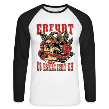 Erfurt Frau Geschenk es eskaliert eh Erfurt Frauen - Unisex Baseballshirt langarm - Weiß/Schwarz - Vorne - Nik (191cm)