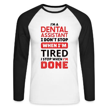 Funny Dentist Dental Assistant Dental Nurse - Unisex Long Sleeve Baseball T-Shirt - white/black - Front - Nik (191cm)