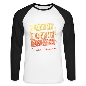Birmingham Angleterre UK City Skyline Home Font - T-shirt baseball manches longues Homme - blanc/noir - Devant - Nik (191cm)