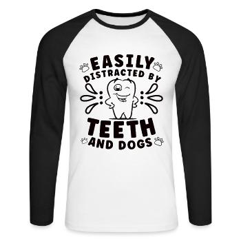 Dentist Dental Hygienist Gift Idea: Forbidden Love - Unisex Long Sleeve Baseball T-Shirt - white/black - Front - Nik (191cm)