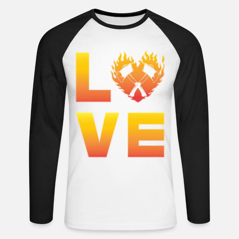 Axtwerfen - Unisex Baseballshirt langarm - Weiß/Schwarz