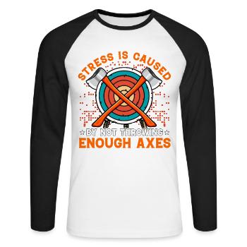 Le stress est causé par le fait de ne pas lancer suffisamment d’axes - T-shirt baseball manches longues Homme - blanc/noir - Devant - Nik (191cm)