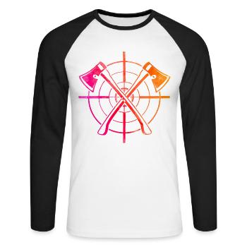 Lancer de hache rétro - T-shirt baseball manches longues Homme - blanc/noir - Devant - Nik (191cm)