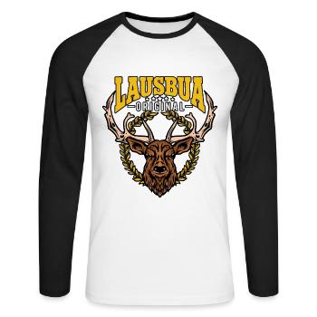 Lausbua - Unisex Baseballshirt langarm - Weiß/Schwarz - Vorne - Nik (191cm)