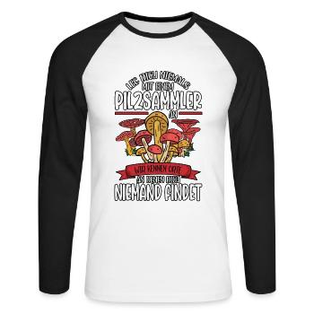 Pilzsammler Pilz Sucher - Unisex Baseballshirt langarm - Weiß/Schwarz - Vorne - Nik (191cm)