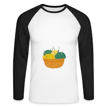 Häkeln - Unisex Baseballshirt langarm - Weiß/Schwarz - Vorne - Nik (191cm)