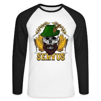 Servus - Unisex Baseballshirt langarm - Weiß/Schwarz - Vorne - Nik (191cm)