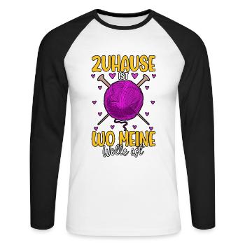 Häkeln - Unisex Baseballshirt langarm - Weiß/Schwarz - Vorne - Nik (191cm)