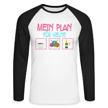 Häkeln - Unisex Baseballshirt langarm - Weiß/Schwarz - Vorne - Nik (191cm)