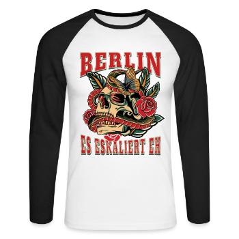 Berlin Frau Geschenk es eskaliert eh Berlin Frauen - Unisex Baseballshirt langarm - Weiß/Schwarz - Vorne - Nik (191cm)