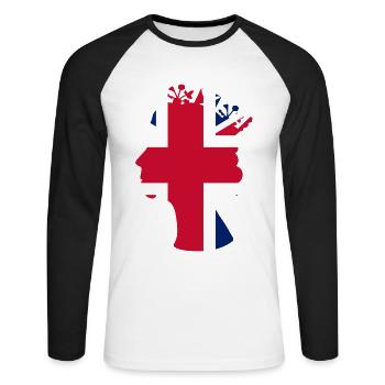RIP Queen wir werden uns immer an dich erinnern - Unisex Baseballshirt langarm - Weiß/Schwarz - Vorne - Nik (191cm)