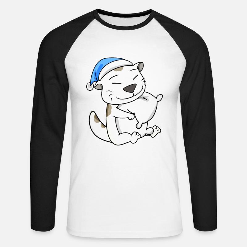 Katze Katzenrasse Devon Rex - Unisex Baseballshirt langarm - Weiß/Schwarz