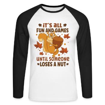 Funny Squirrel Fan Squirrel Lover Chipmunk Addict - Unisex Baseballshirt langarm - Weiß/Schwarz - Vorne - Nik (191cm)