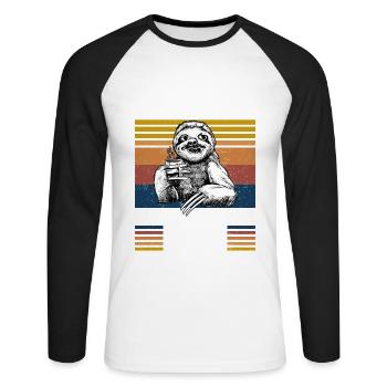 Faultier Geburtstag 1933 Geboren Jahrgang 1933 - Unisex Baseballshirt langarm - Weiß/Schwarz - Vorne - Nik (191cm)