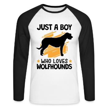 Boy the Irish Wolfhound loves Wolfhound - Unisex Long Sleeve Baseball T-Shirt - white/black - Front - Nik (191cm)