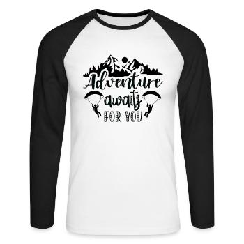 Hiking Nature Outdoor Mountains - Unisex Long Sleeve Baseball T-Shirt - white/black - Front - Nik (191cm)