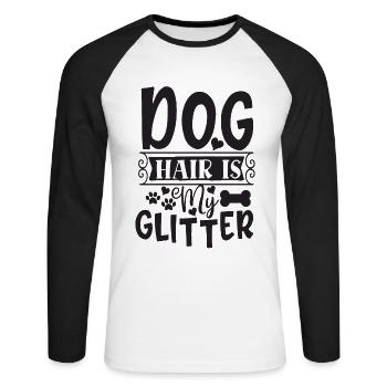 Les poils de chien n’ont pas d’importance - T-shirt baseball manches longues Homme - blanc/noir - Devant - Nik (191cm)