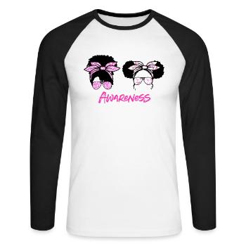 Brustkrebs Bewusstsein - Unisex Baseballshirt langarm - Weiß/Schwarz - Vorne - Nik (191cm)