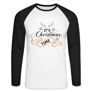 It's Christmas time - Unisex Long Sleeve Baseball T-Shirt - white/black - Front - Nik (191cm)