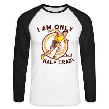 Coureur Full Marathon Finisher Running Jogging - T-shirt baseball manches longues Homme - blanc/noir - Devant - Nik (191cm)
